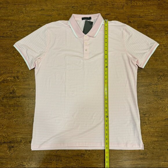 G/Fore Pink Perforated Striped Performance Tech Modern Golf Polo Shirt Men's 2XL - Picture 7 of 8